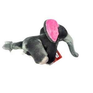 Fluff & Tuff Elephant Dog Toy Plush Gray Pink Durable Squeaker NWT